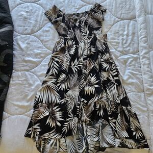 Black and white tropical dress